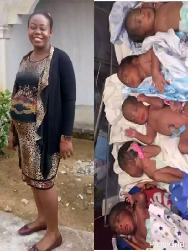 Woman Gives Birth To Quintuplets After 10 Years Of Bareness.
